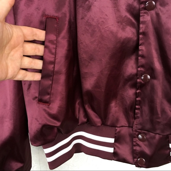 Vintage Taylor burgundy oversized satin bomber varsity jacket xxl unisex - Picture 6 of 11